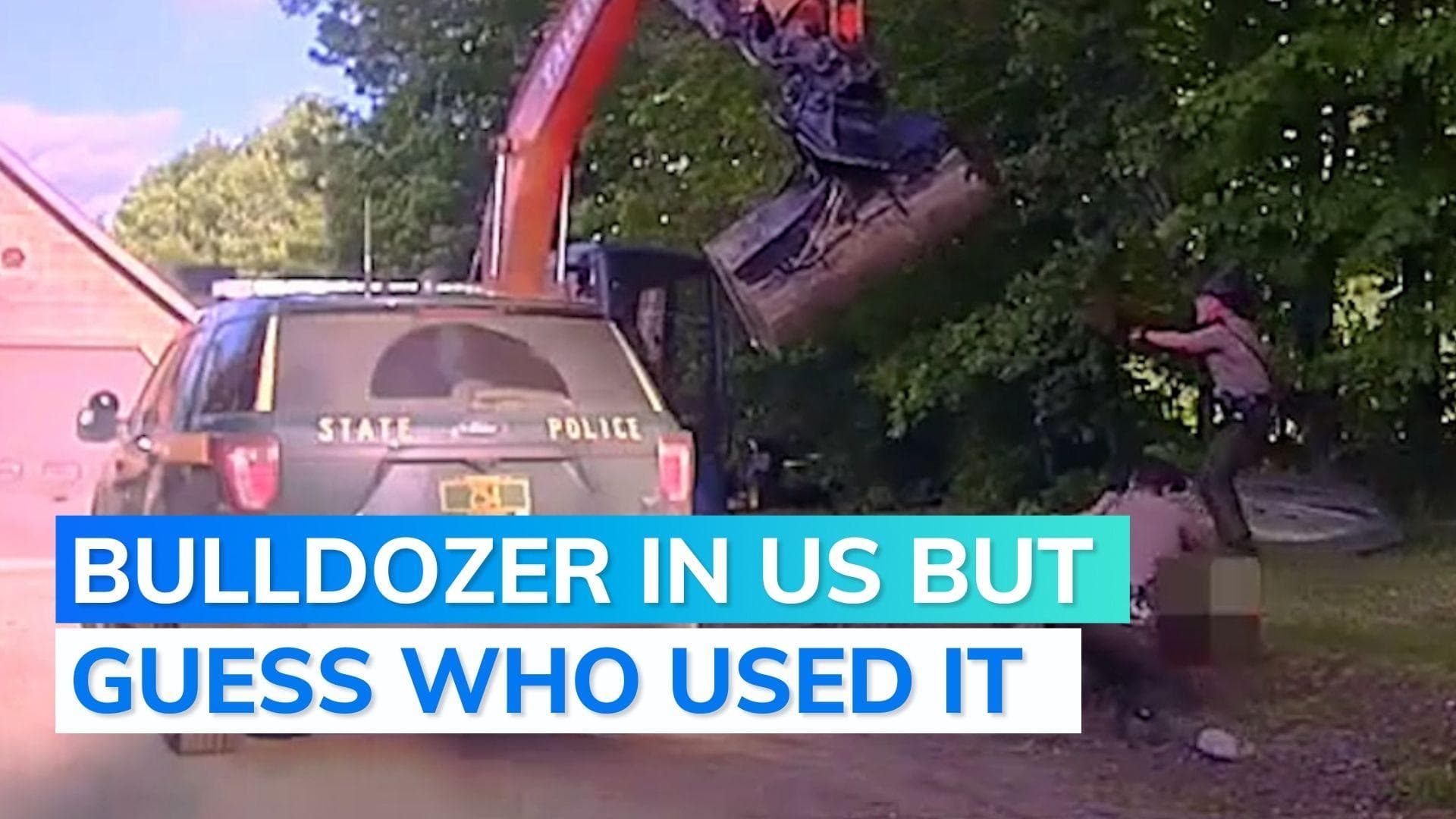 Watch: Man attacks cops with excavator to prevent son's arrest