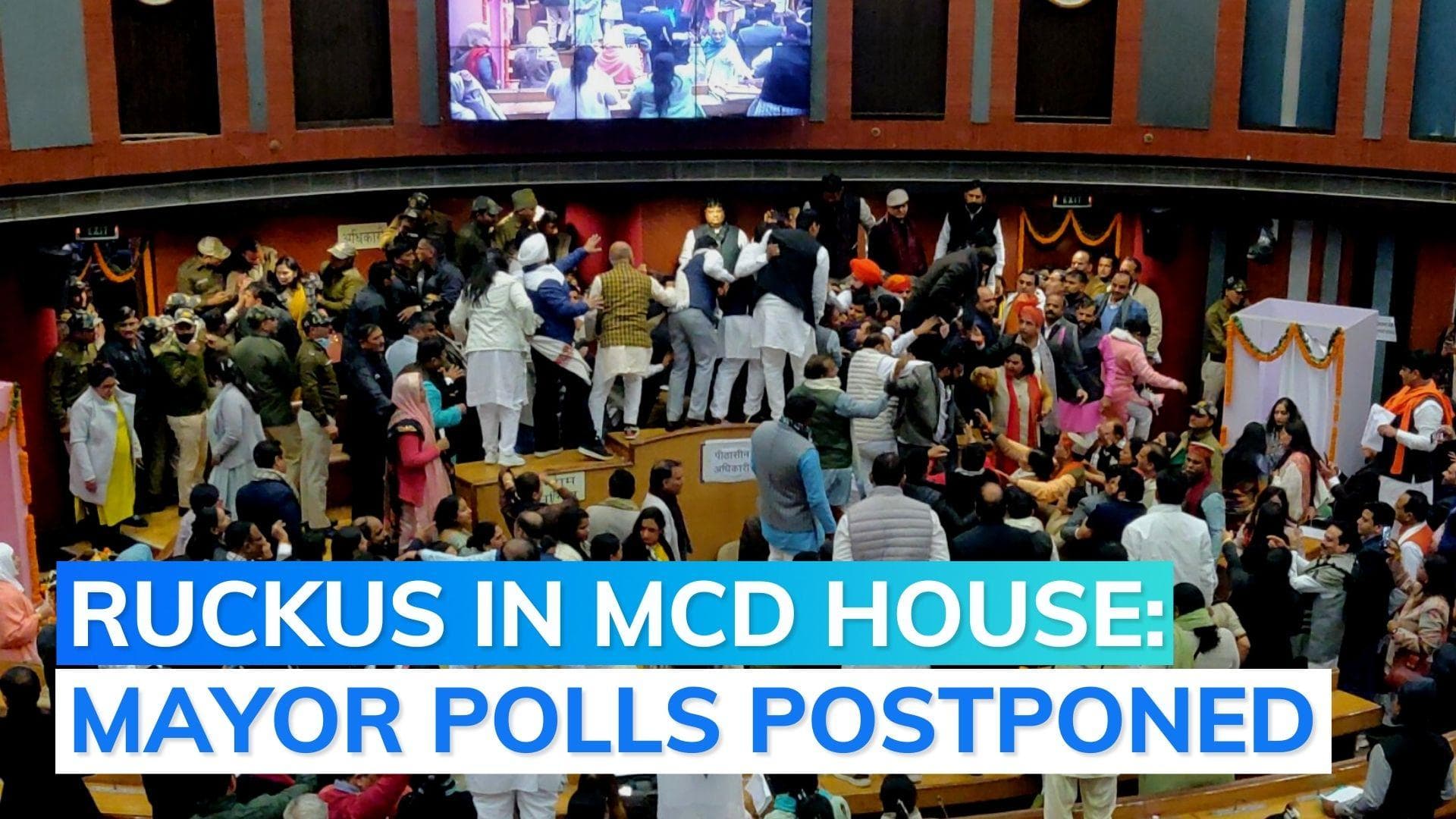 Delhi: MCD House adjourned without electing mayor as BJP-AAP councillors fight, shout slogans