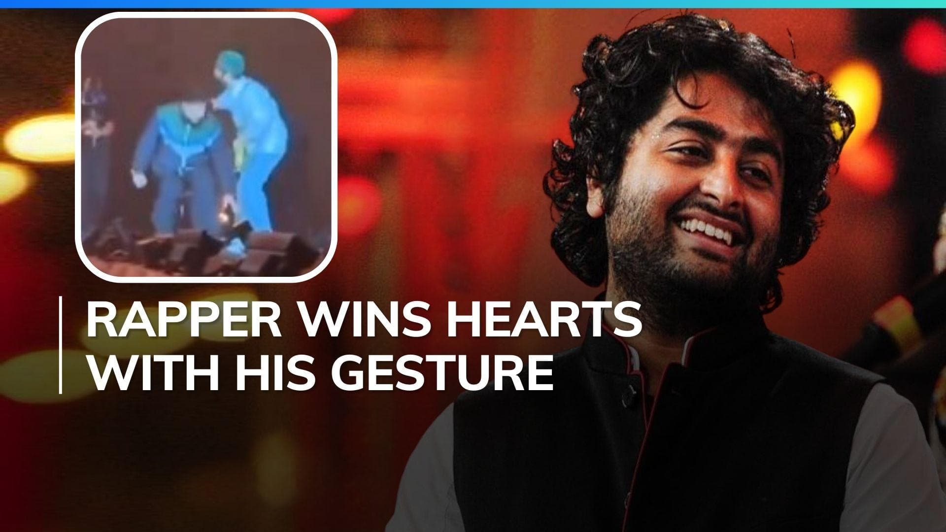 Watch: Badshah touches feet of younger singer Arijit Singh on stage during a concert