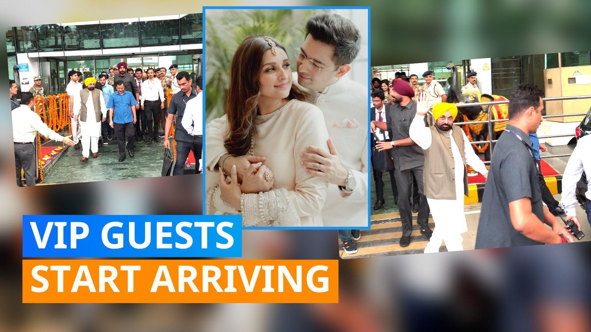 Parineeti Chopra-Raghav Chaddha wedding: Delhi CM Arvind Kejriwal, Punjab CM Bhagwant Mann at airport