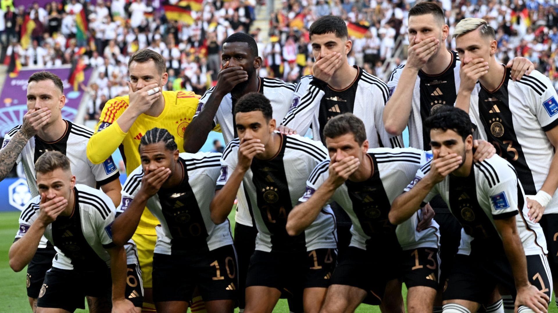 FIFA World Cup 2022: Germany players cover mouths in protest before match
