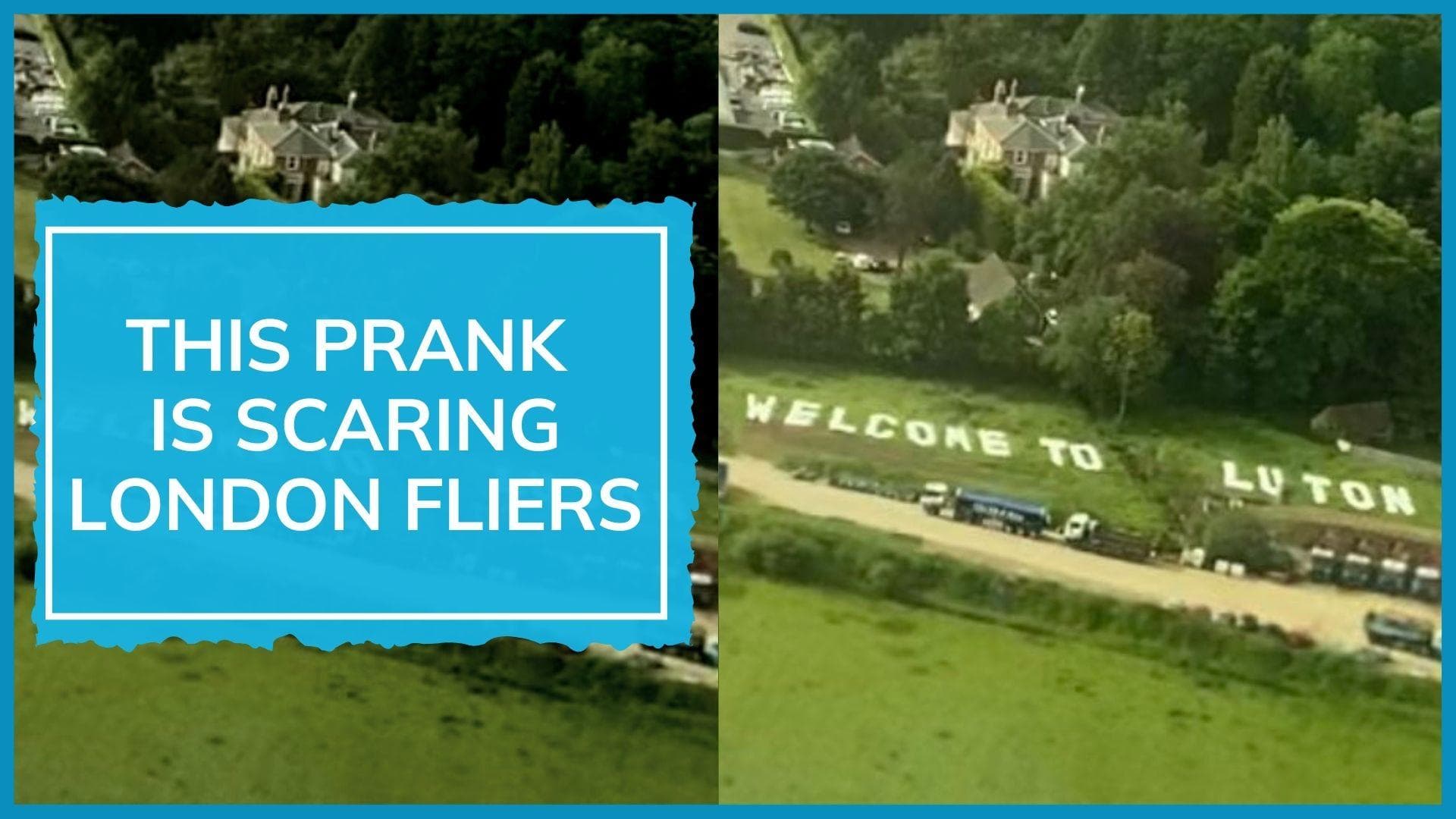 London: flight passengers scared by big sign near Gatwick airport saying 'welcome to Luton'. Watch why