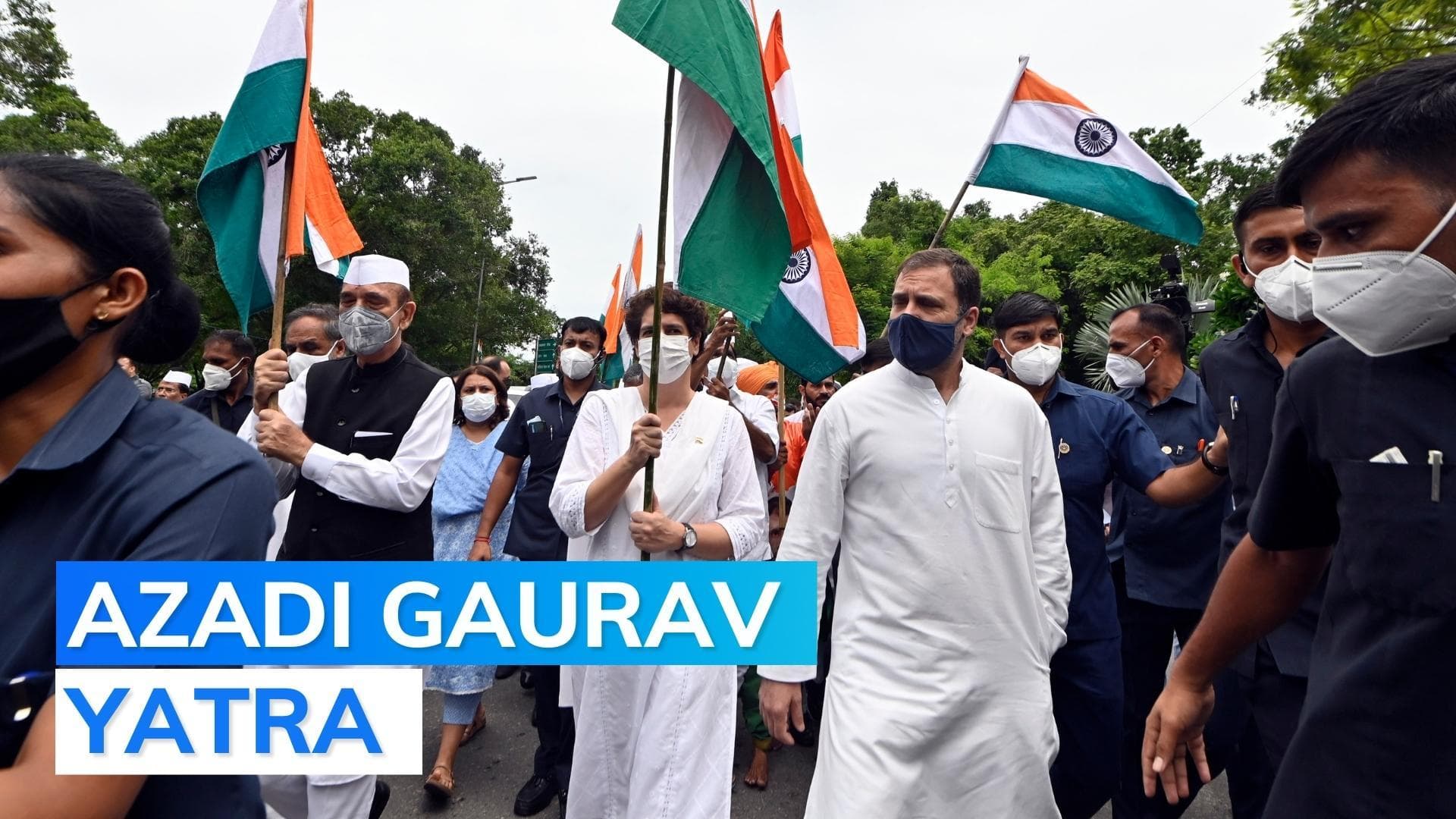 Independence Day 2022: Congress' Priyanka, Rahul and others take out 'Azadi Gaurav Yatra' in Delhi