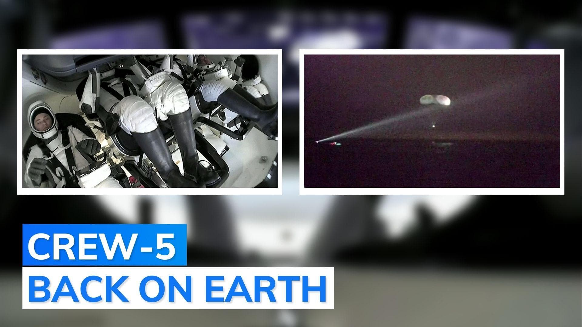 Watch: after 5-month mission, NASA SpaceX Crew-5 makes splashdown 