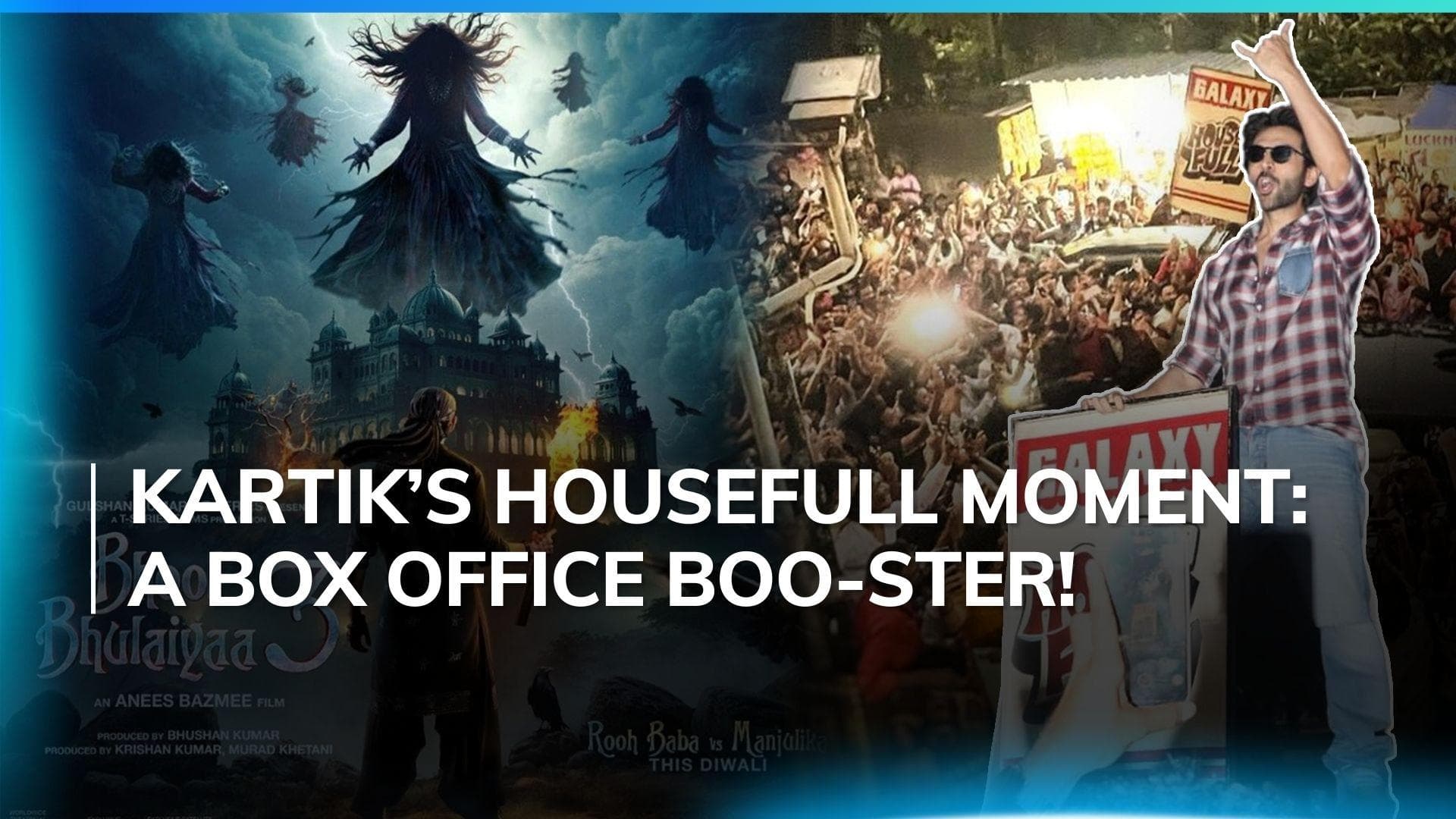 Kartik Aaryan Wows Fans at ‘Bhool Bhulaiyaa 3’ Screening, Flaunts 'Housefull' Sign as BO Hits ₹100 Crore