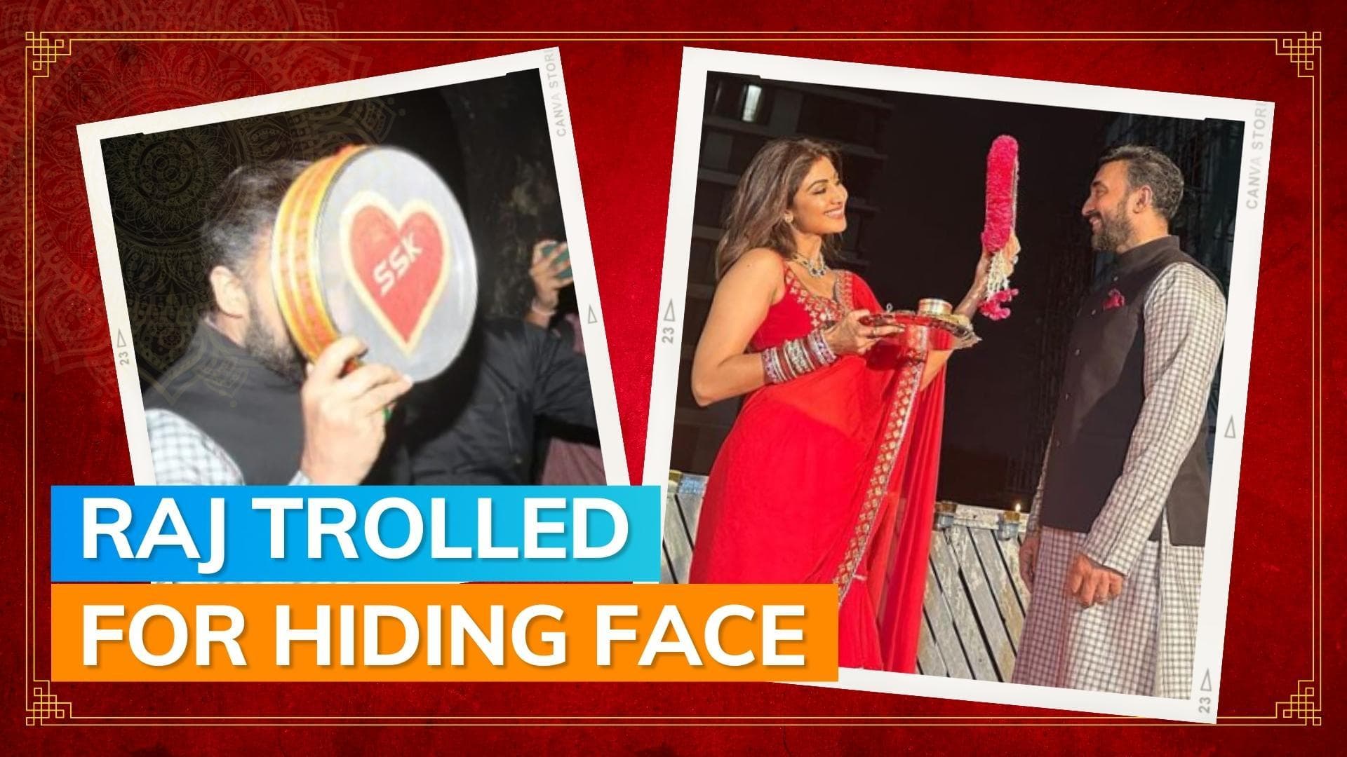 Raj Kundra hides his face again with wife Shilpa Shetty's Karwa Chauth sieve, fans react  