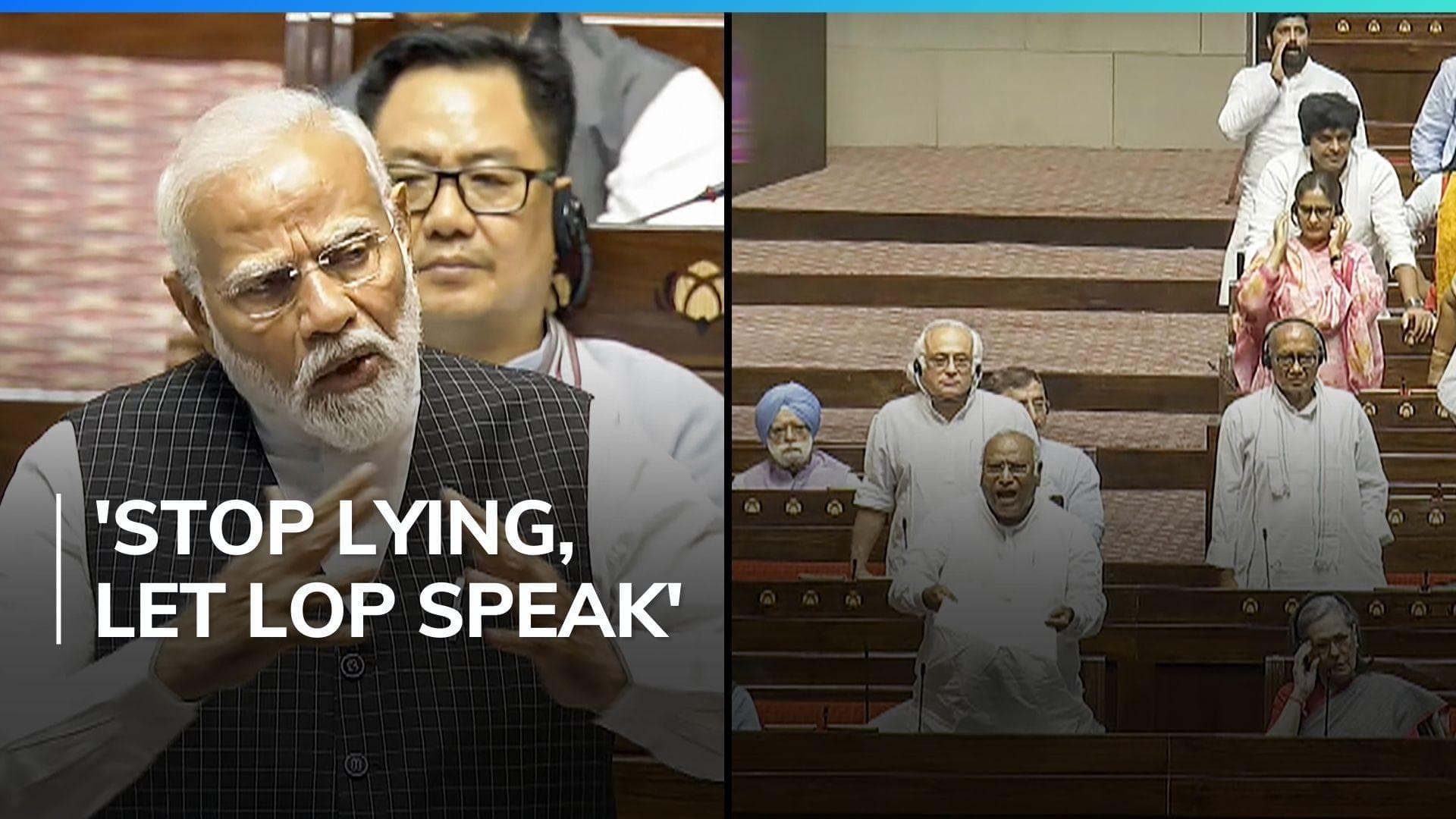 Opposition disrupts as PM Modi speaks in Rajya Sabha
