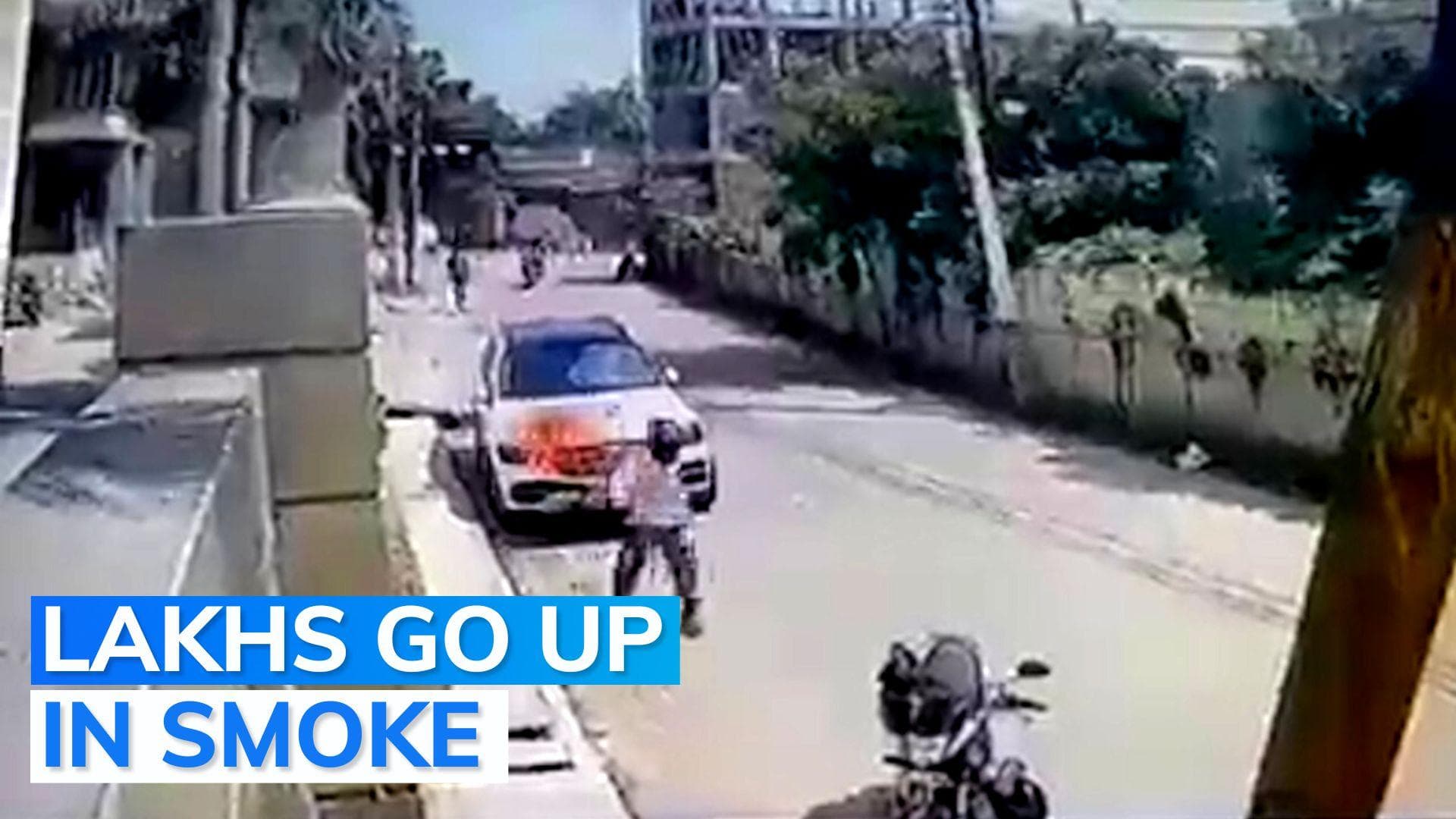 Peeved due to non-payment of dues, man sets builder's Mercedes on fire