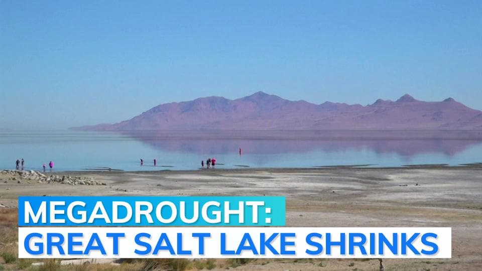 US megadrought: Great Salt Lake hits new historic low water level