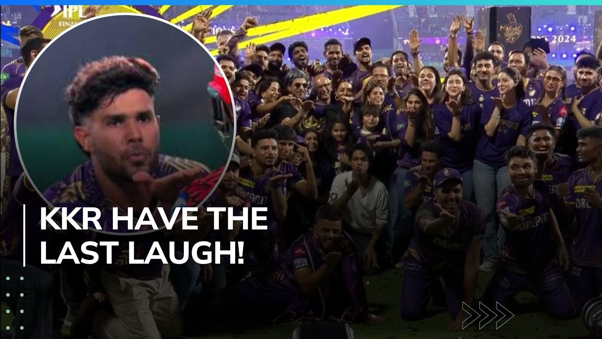 IPL 2024 champions KKR sign off with Harshit Rana's trademark send-off, a flying kiss