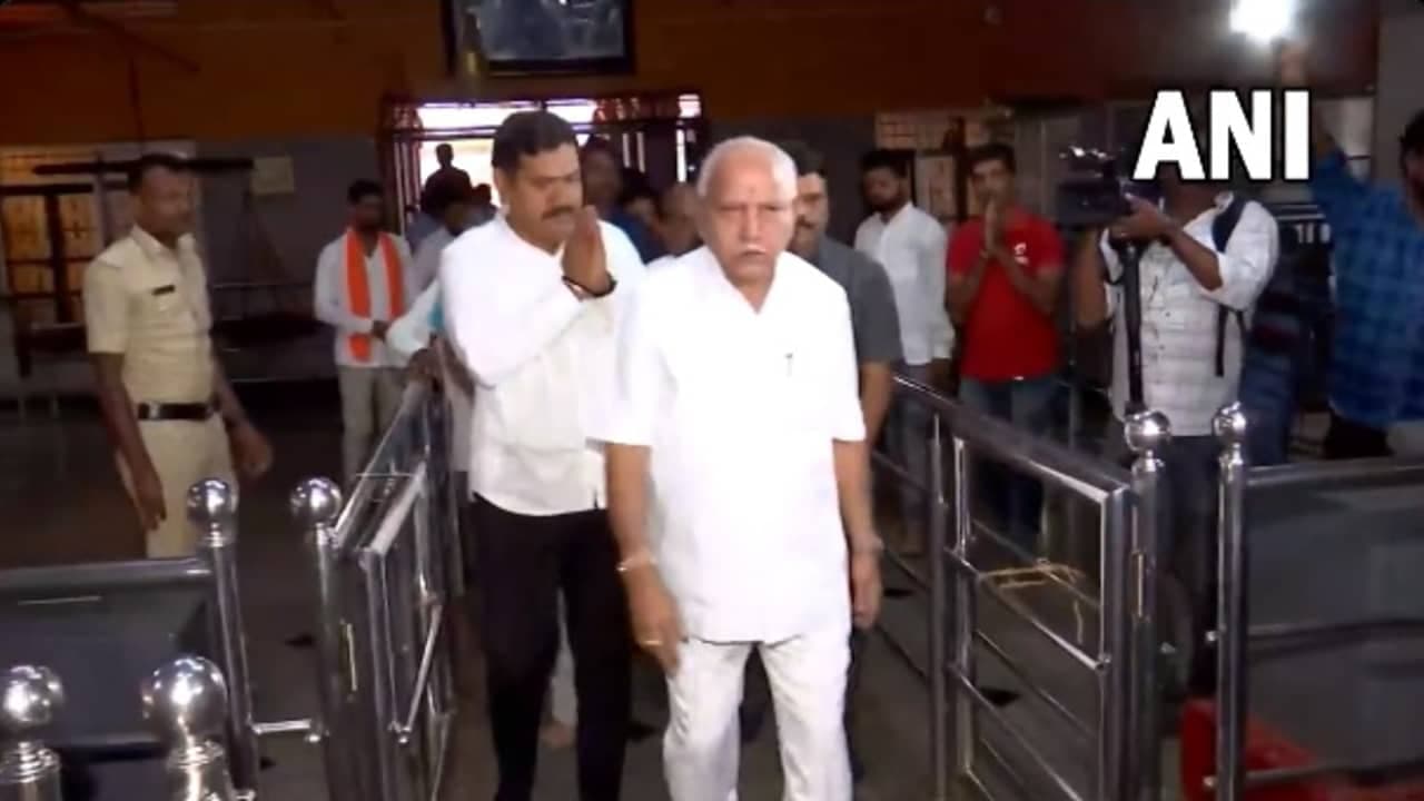 Karnataka Voting Live: BJP's Yediyurappa, son seen at temple Karnataka Voting Live: BJP's Yediyurappa, son seen at temple