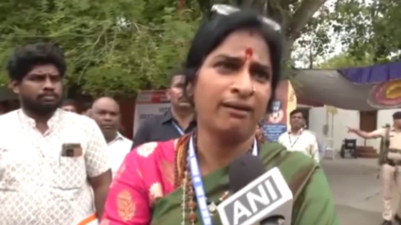 Madhavi Latha visits polling stations, takes aim at police Madhavi Latha visits polling stations, takes aim at police