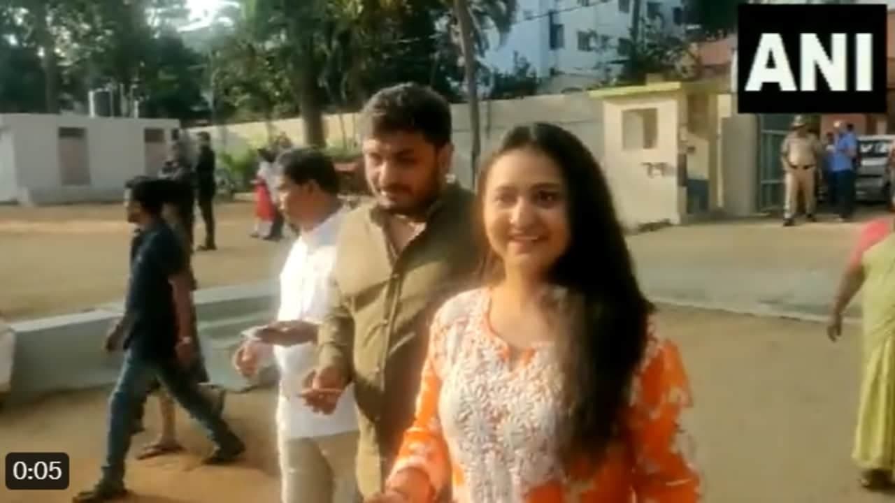 Karnataka Voting Live: actor Amulya, husband cast votes Karnataka Voting Live: actor Amulya, husband cast votes